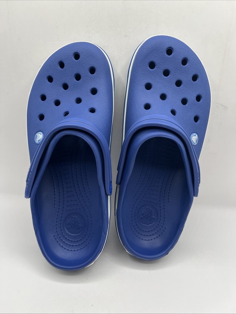 Crocs Unisex Crocband Slip On Clogs Blue White Men's Sz 9 Women's 11 NWOTB